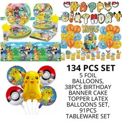 Pokémon tableware party set balloons kids birthday Supplies Plates Cups Pikachu