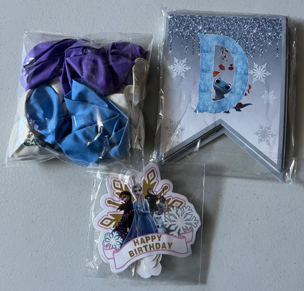 Frozen Theme Birthday Party Supplies Set Balloon Banner Cake Toppers 49 pcs