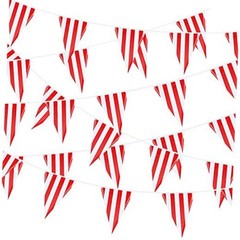5 Sets 160 ft 100 Pieces Carnival Circus Bunting Banner Red and White Striped