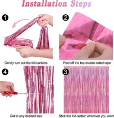 2 Piece Glitter Pink Tinsel Backdrop for Weddings and Celebrations – 3.28 FT