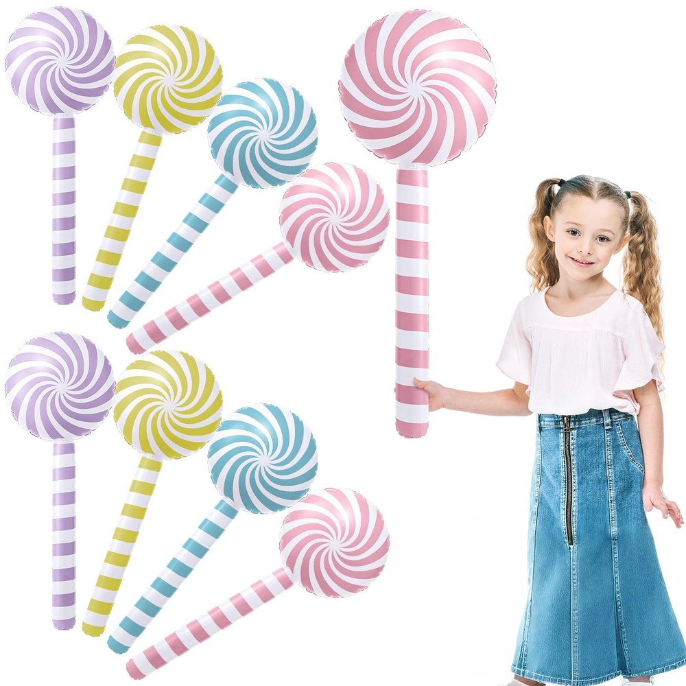 8 Pcs Giant Pastel Lollipop Balloons PVC Inflatable Candy for 33 Inch Candyca…