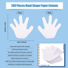 White Hand Cutouts Paper Blank Handprint Creative DIY Craft Decor 200 PCS