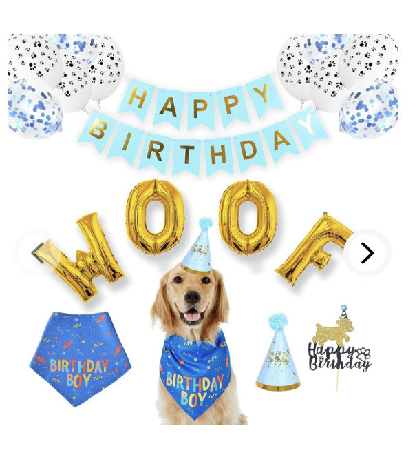 Kvaque Dog Birthday Party Supplies, Letter Paw Balloon Set for Party “BLUE”