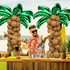 124 PCS Palm Tree Leaves Coconut Balloons Set 14 PCS Green Foil Coconut Tree …