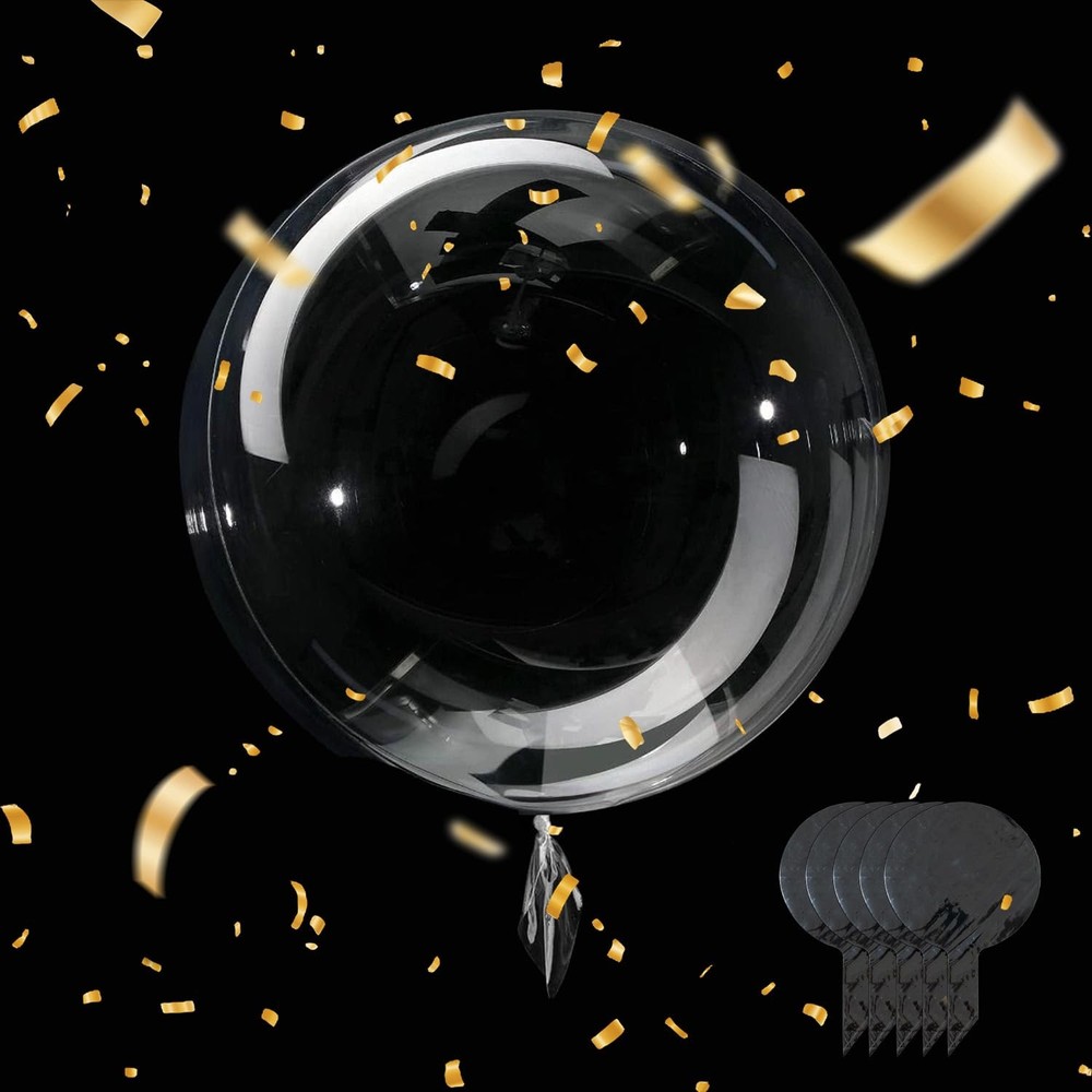 Clear BoBo Balloons – 10pcs 30inch Large Transparent Bubble Globos with Ribbo…