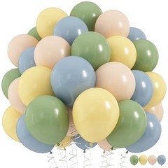 Blue and Green Balloons Sage Green Dusty Blue Yellow White Sand Balloons