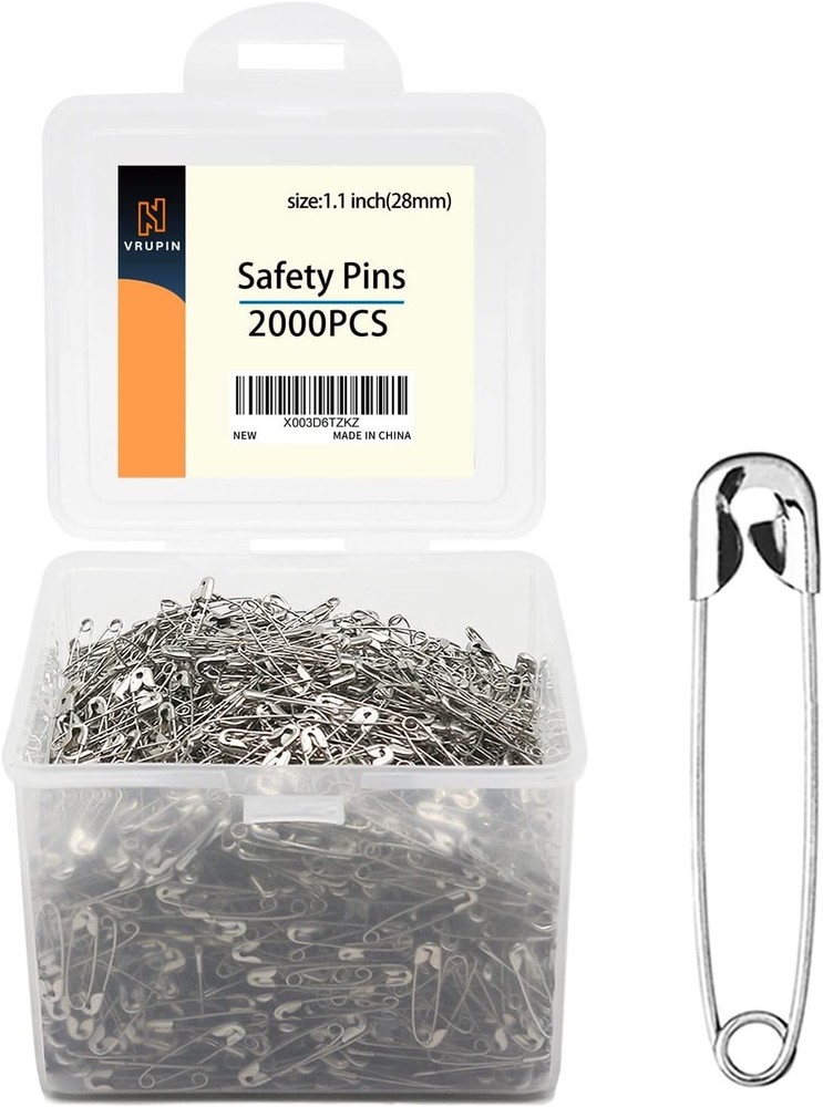 2000 Pieces – Silver Safety Pins, 1.1 Inch 28Mm, Extra Strong, Multi-Purpose