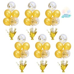 6 Set Gold Table Centerpiece Balloon Kit with Confetti Balloons for Parties & Ev