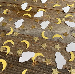 100PCS Moon Star Table Confetti,Baby Shower Table Decorations for over the Moon
