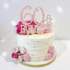 Rose Gold 60th Birthday Cake Topper Metal Rhinestone 60 & Fabulous Decor