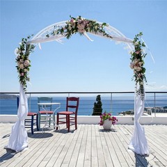 7.87 ft Tall White Metal Wedding Arch – Floral Backdrop Stand for Ceremony Party