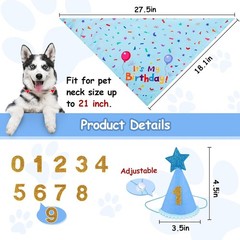 Comfortable Cotton Dog Birthday Outfit: Adjustable Hat & Double-Sided Bandana
