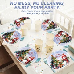 50Pcs Christmas Snowman Plates Disposable Paper Plates Watercolor Christmas T…