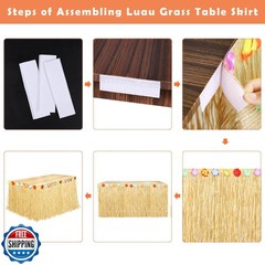Fovths Luau Grass Table Skirt Natural 9 Feet x 29.5 Inch Hawaiian Table Skirt