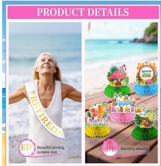 Beach Happy RETIREMENT PARTY Decorations, Aloha Hawaiian Tropical Luau Party