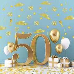 3000 PCS Gold 50th Anniversary Confetti Glitter Table Scatter Decorations