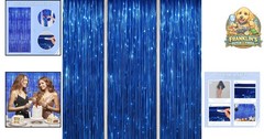 Reusable Royal Blue Foil Tinsel Backdrop – 3.3×8.2 FT for Parties & Celebrations