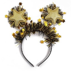 2026 Happy New Year Headband, Black Gold Star Headband Holiday Hair