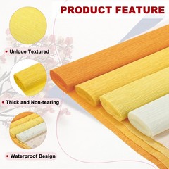 8Pcs Crepes Papers Roll 8.2ft Long 98 Inch Wide for Decoration Multicolor