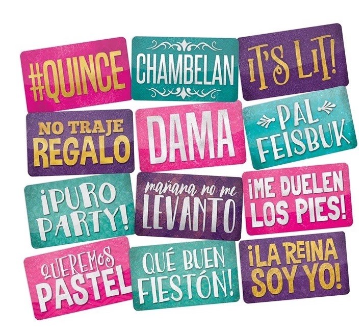 Props Fully Assembled Quinceanera,Mis Quince Anos, Double Sided 6 Count