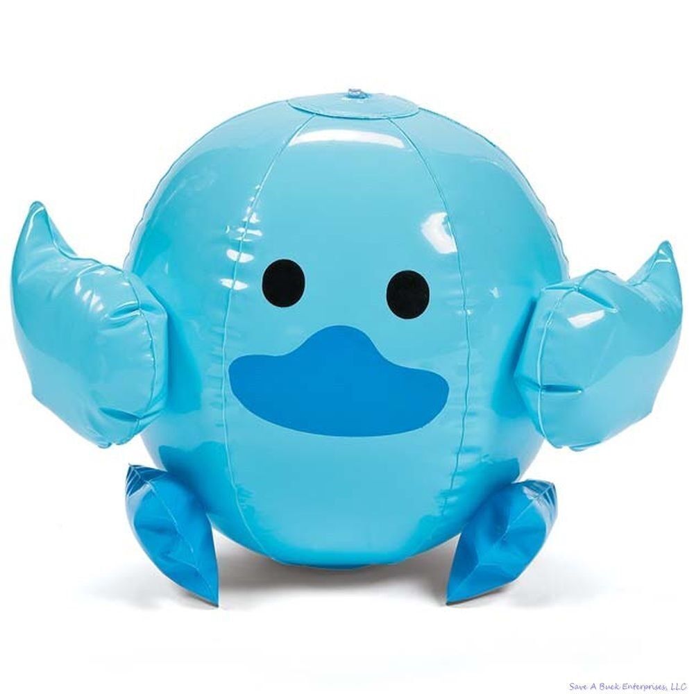 4 BLUE Inflatable Duck Beach Balls – Cute Baby Chick Blow Up Duckie Ducky Pool