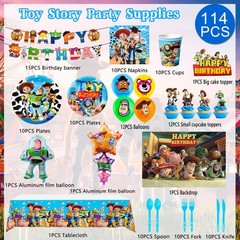Toy Story Party Decoration Tableware Supplies Set Napkin Balloon Plates Backdrop