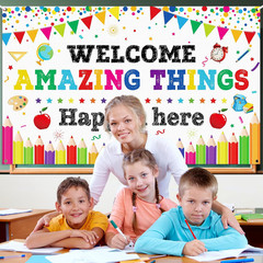 Welcome Back to School Banner Decoration Back to School Backdrop Motivational Cl
