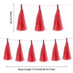 30Pcs Red Tassel Garland Banner with Rope