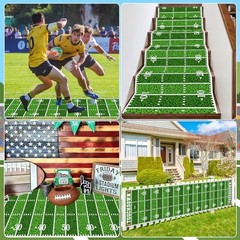 2Pcs Football Field Rug, 10Ft Long Field Aisle Touchdown Runners, Green