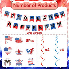 250 Anniversary Party Decorations – 10 Pcs 250 Years of Freedom Banner Hanging S