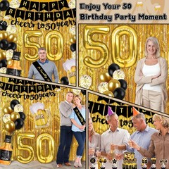 50th Birthday Decorations for Men with Cheers to 50 Years Banner, Happy 50th …