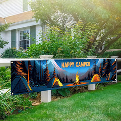 Happy Camper Banner Camping Themed Party Decorations Forest Adventure Photograph