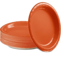 Disposable Paper Plates Orange, 7 Inch Paper Dessert Plates, Strong and Sturd…