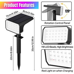 Solar Spot Lights Outdoor Color Changing, [4 pack/28 LED] 7 Modes Auto On/Off…