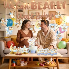 Blue Baby Shower Decorations – 35PCS We Can Bearly Wait Baby Shower Decoratio…