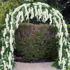 Wisteria Garland Artificial Flowers Floral Vines White 6.56 ft Silk Fake
