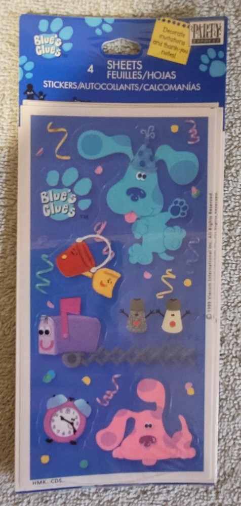 New Vintage 1999 Blue’s Clues Birthday Party Stickers 4 Sheets Party Express