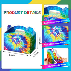 24 Pcs Tie Dye Party Favor Boxes Tie Dye Party Supplies Colorful Rainbow Goodie