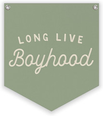 Sage Green Room Decor, Long Live Boyhood Linen Banner,Vintage Boy Bedroom Wall H