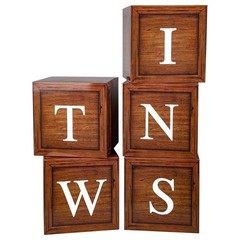 Twins Baby Shower Decorations Baby Boxes with Letters 5pcs Wood Baby Brown
