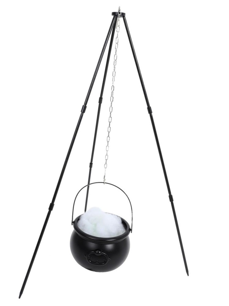 Witch Jar Ornaments Halloween Decoration Cauldron Tripod Bowl Glowing Effect
