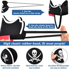 18 Pcs Pirate Hats Set Mustaches Eye Patches Party Favors for Halloween Cosplay