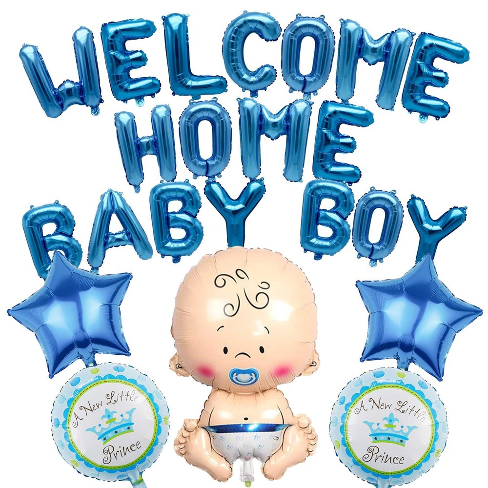 Welcome Home Baby Boy Balloons – 23 Pcs Navy Blue Letter Foil Balloons Glitte…
