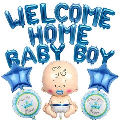 Welcome Home Baby Boy Balloons – 23 Pcs Navy Blue Letter Foil Balloons Glitte…
