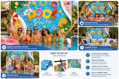 Pool Party Banner Decorations 71 inches x 43 inches, Multicolor