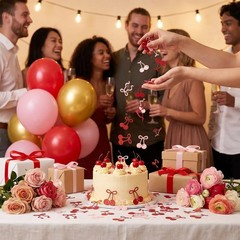 100 PCS Cherry Bow Confetti Red Pink Glitter Paper Scatters Baby Shower
