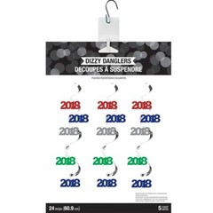 2018 Dizzy Danglers Hanging Decorations Assorted Colors 5 Ct New Years