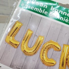 Gold Party Backdrop & LUCKY Balloon Banner Dots Special Event Décor