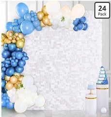 Shimmer Wall Backdrop for Party – Matte White 24 Panels Square Sequin Wall…