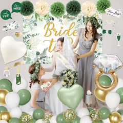 Sage Green Bridal Shower Decorations with Banner, Balloons, and Photo Props